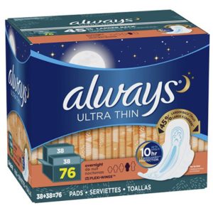 Toallas Sanitarias Always Ultra Thin Nocturnas, 76 Pack