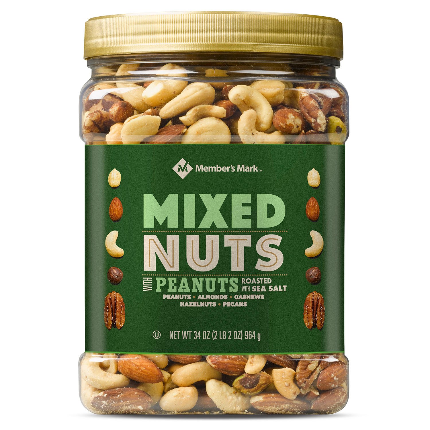MEMBERS MARK MIXED NUTS FRONT Semillas Mixtas Con Sal Marina Members Mark, 964g - Imagen 1