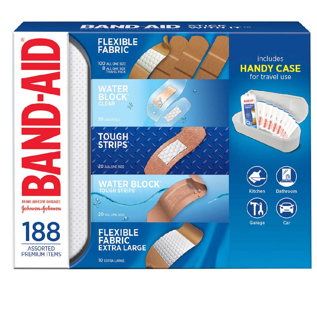 curitaas_Mesa de trabajo 1 Curitas Tamaños Variados Band-Aid / 188 Pack Con Estuche - Imagen 1