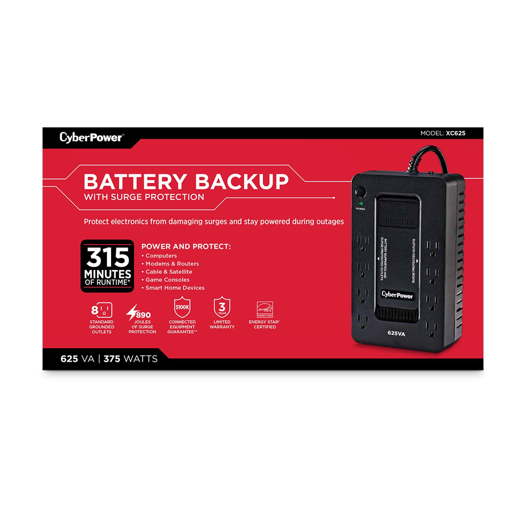 UPS CYBER POWER 625VA FRONT UPS Con Proteccion de Picos Cyber Power 625VA - Imagen 1