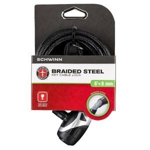 Candado De Acero Trenzado Con Llave de Bloqueo de Schwinn, 1.8m x 8mm - Imagen 2