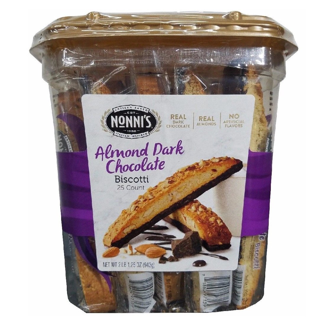 BISCOTTI-ALMOND-DARK-CHOCOLATE-03 Galletas Nonni´s Cioccolati Almendra Con Chocolate Oscuro 25 Pack, 943g - Imagen 1