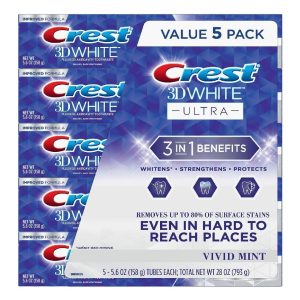 Pasta Dental Crest 3D Ultra Blanqueante, 5 Pack / 158g