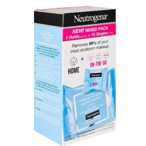 Toallitas Removedoras de Maquillaje Neutrogena, 5 Pack (25 Und) Más 10 Packs Individuales - Imagen 2