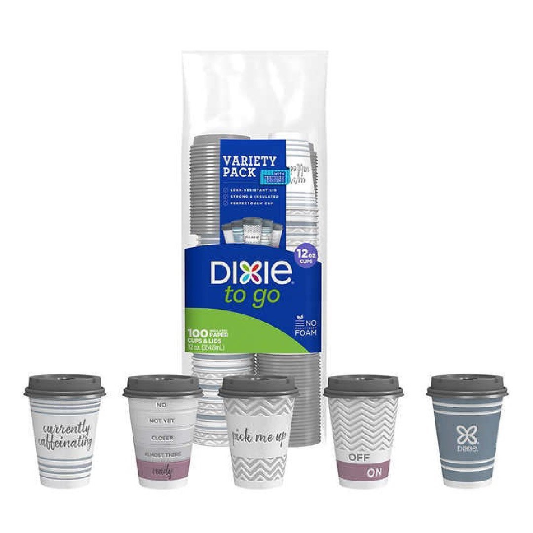 vasosdixie-02 Vasos De Papel Dixie To Go Con Tapa, 12 oz / 100 Pack - Imagen 1