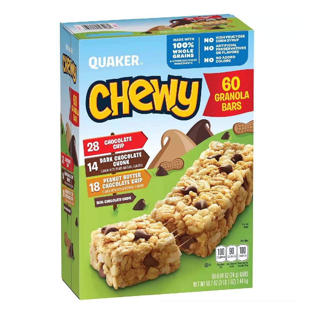 barradegranola-03 Barras De Granola Quaker Chewy 100% Integral, Sabores Variados / 60 Pack - Imagen 1
