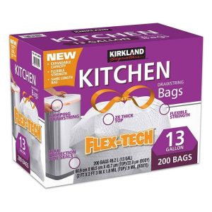 Bolsas De Basura Flex-Tech Con Cinta De Amarre Kirkland, 200 Pack