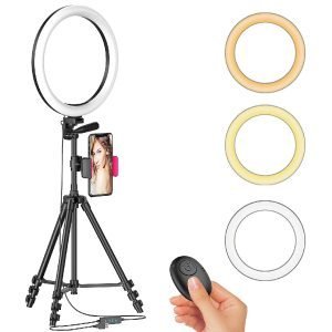 Aro De Luz LED 12" Con Trípode y Portacelular, Iluminación En 3 Colores, Compatible Con Andorid y iPhone - Imagen 2