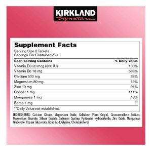 Calcio, Magnesio y Zinc Con Vitamina D3 Kirkland / 500 Capsulas - Imagen 2