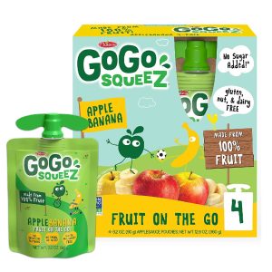 Compota Manzana-Cambur 100% Fruta, Go Go / 4 Pack / 90g