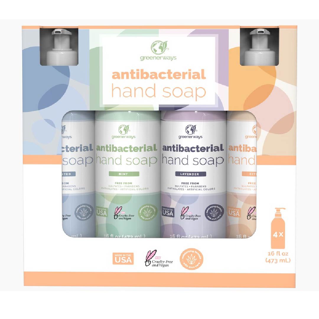 SEPTIEMBRE2-11 Jabón De Manos Antibacteriano, Greenerways / 4 Pack Variado / 473 mL - Imagen 1
