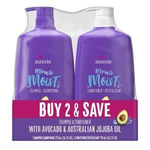 Champú y Acondicionador Sin Parabenos Impregnado Con Aguacate y Aceite De Semillas De Jojoba, Aussie Miracle Moist, 900 mL