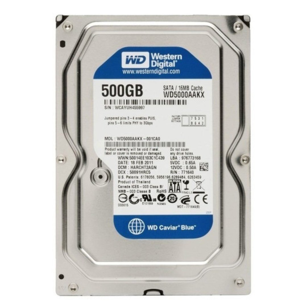 western Disco Duro HDD Western Digital 500GB Sata 7200 RPM 3.5" - Imagen 1