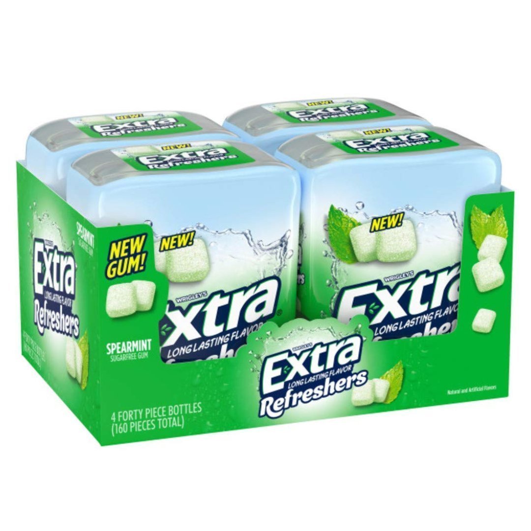 Web_Photo_Editor (52) Cubos De Chiclets Extra Sabor Spearmint Sin Azúcar, 4 Pack / 160 Total - Imagen 1