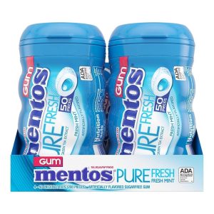 Goma De Chiclets Mentos Pure Fresh Mint Sin Azúcar, 4 Pack / 200 Total