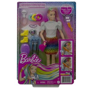 Barbie Muñeca De Cabello Leopardo Arcoíris / 14 Accesorios / 3+ Años - Imagen 3
