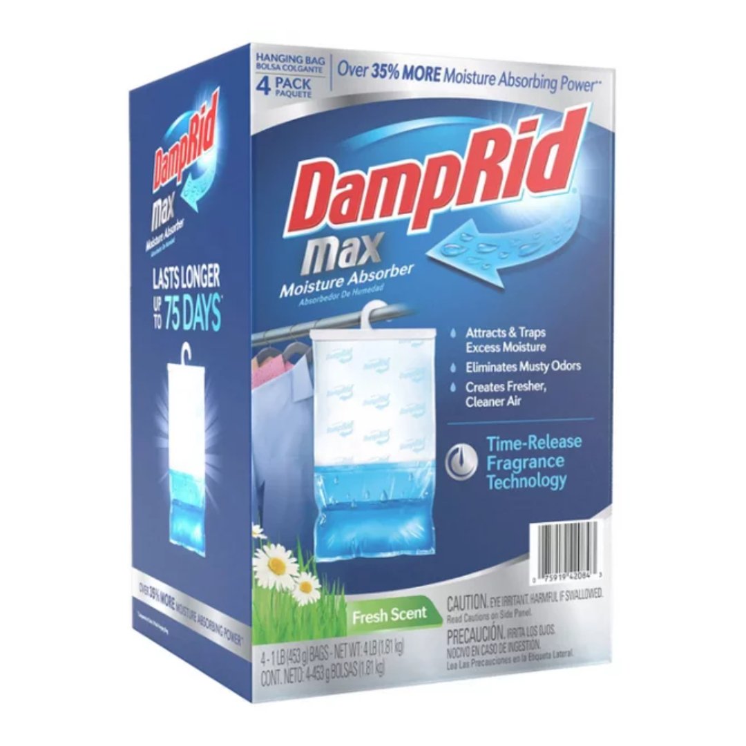 Project 16 (71) Deshumidificador De Olores En Bolsa Colgante Con Aroma Fresco, DampRid Max / 4 Pack / 1.81 Kg - Imagen 1