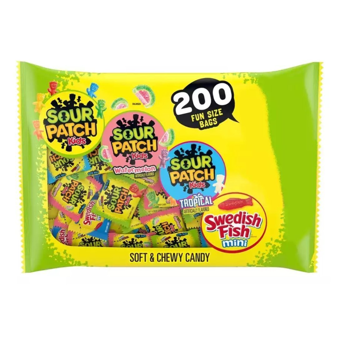 Project 16 (96) Gomitas Sour Patch Kids y Swedish Fish, 200 Pack / 2.57 Kg - Imagen 1