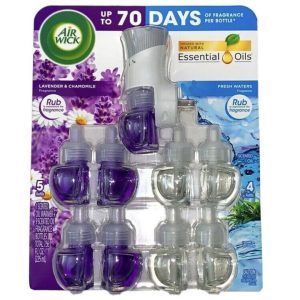 Aromatizante Eléctrico De Pared - Lavanda y Manzanilla & Fresh Waters / 9 Pack / 1 Difusor De Enchufe / 225 mL