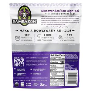 Paquetes de Açaí Congelado Orgánico Mezcla Original - Berry + Guaraná / Sambazon / 8 Pack / 100g - Imagen 2