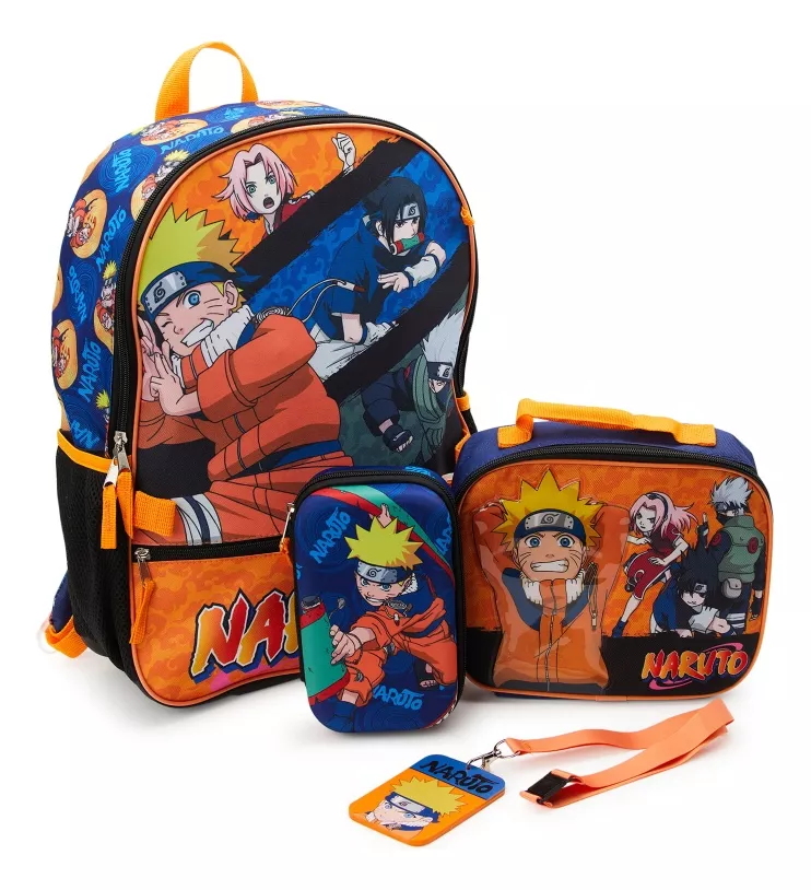 BOLSO NARUTO ORANGE B1B5BVCNAR Bolso Escolar, Lonchera y Cartuchera Naruto Shippuden Squad 17" / 4 Piezas - Imagen 1