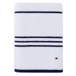 Toalla De Baño De Algodón - Diseño De Rayas Americanas Azul Marino - Tommy Hilfiger / 76.20 cm x 1.37 mt