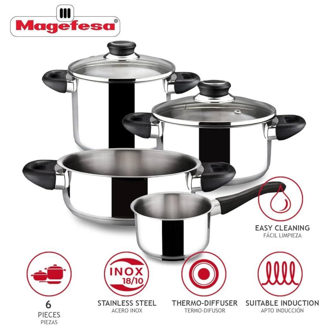 royal Juego De Ollas Bateria Acero Inoxidable - Magefesa Mod. Royal / 6 Piezas - Imagen 1