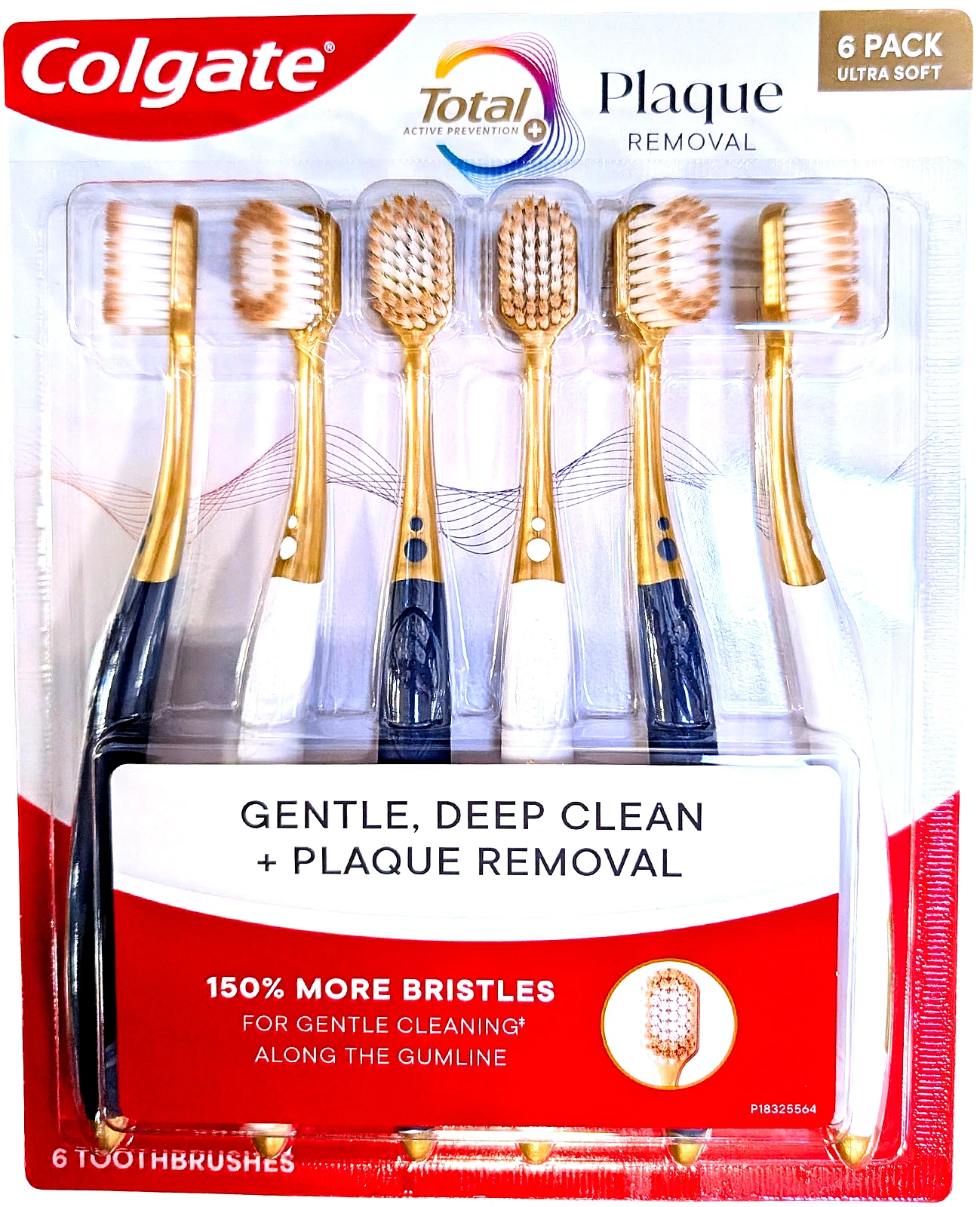 colgate 6 Colgate Total Cepillo De Dientes Manual Plaque Removal, Ultra Suave / 6 Unidades - Imagen 1